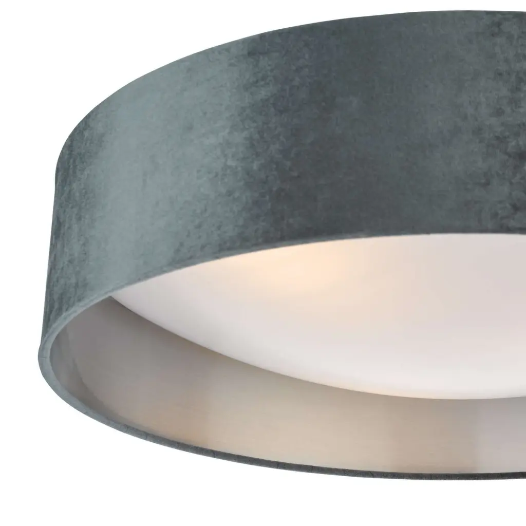 Nysa 3 Light 60cm Flush Fitting with Dark Grey Velvet Shade