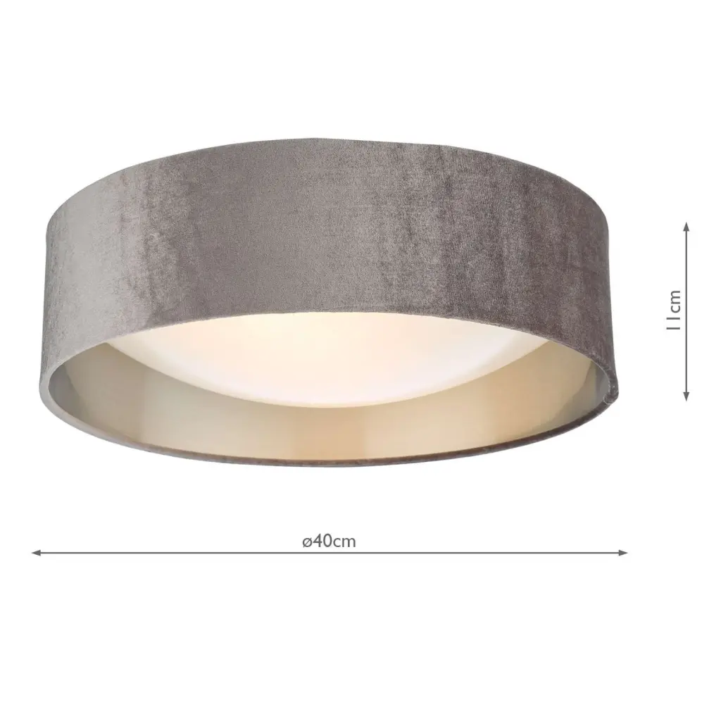 Nysa 2 Light 40cm Flush Fitting with Mink Velvet Shade