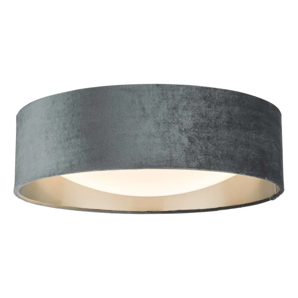 Nysa 2 Light 40cm Flush Fitting with Dark Grey Velvet Shade