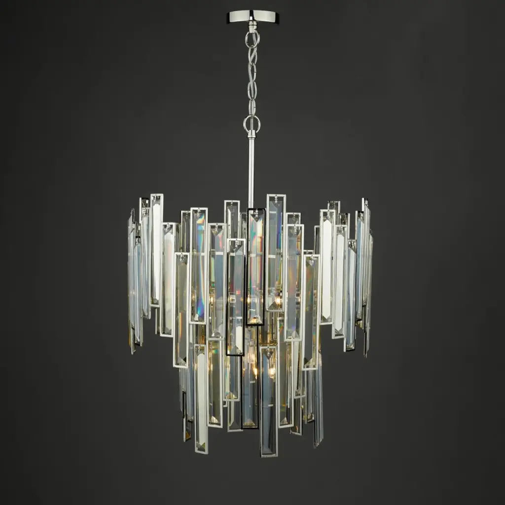 Odile 6 Light Pendant Champagne Crystal Polished Nickel Frame