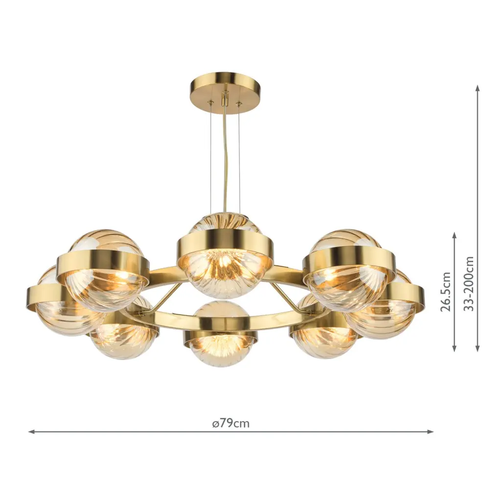 Ophira Antique Gold 8 Light Ceiling Pendant
