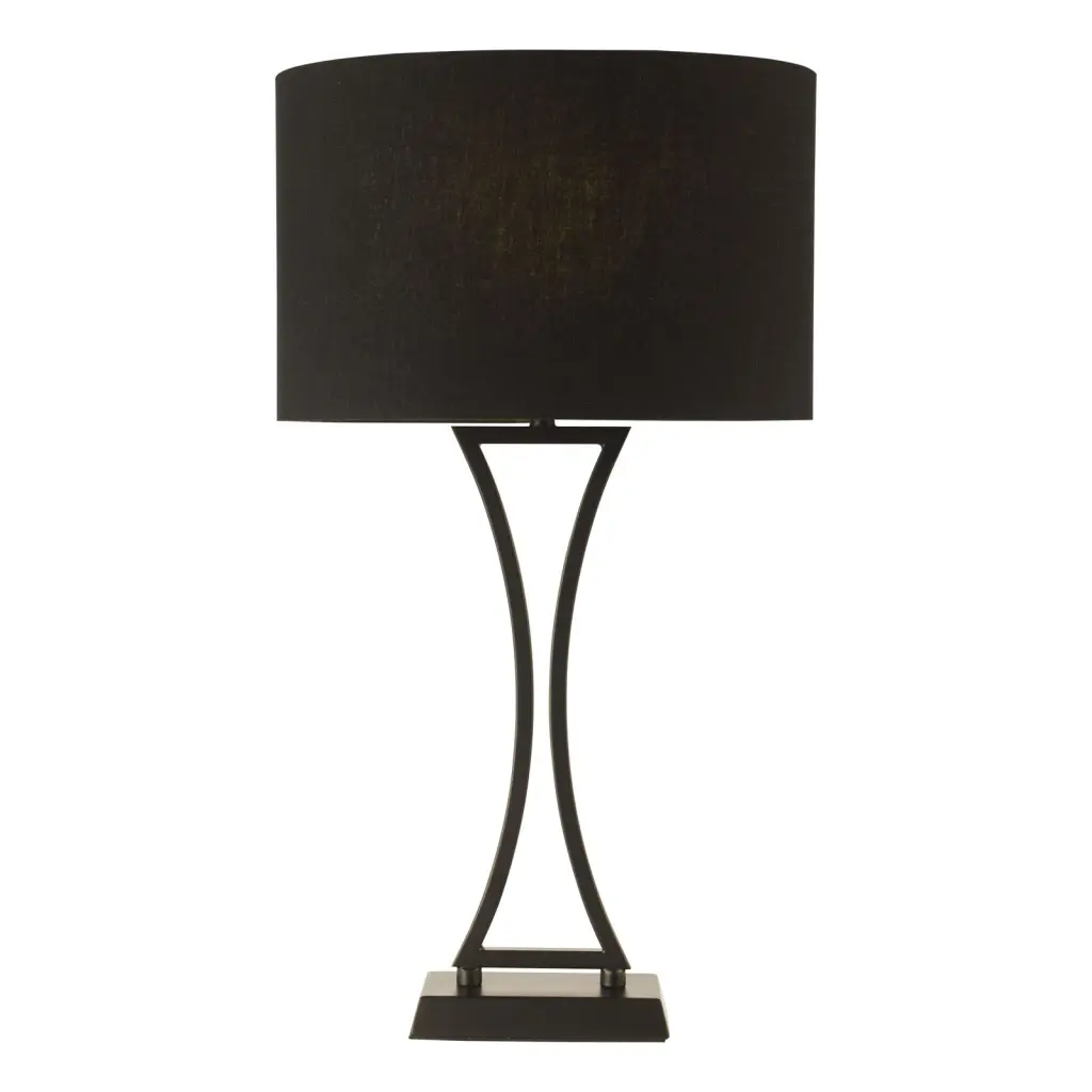 Oporto Matt Black Table Lamp C/W Shade