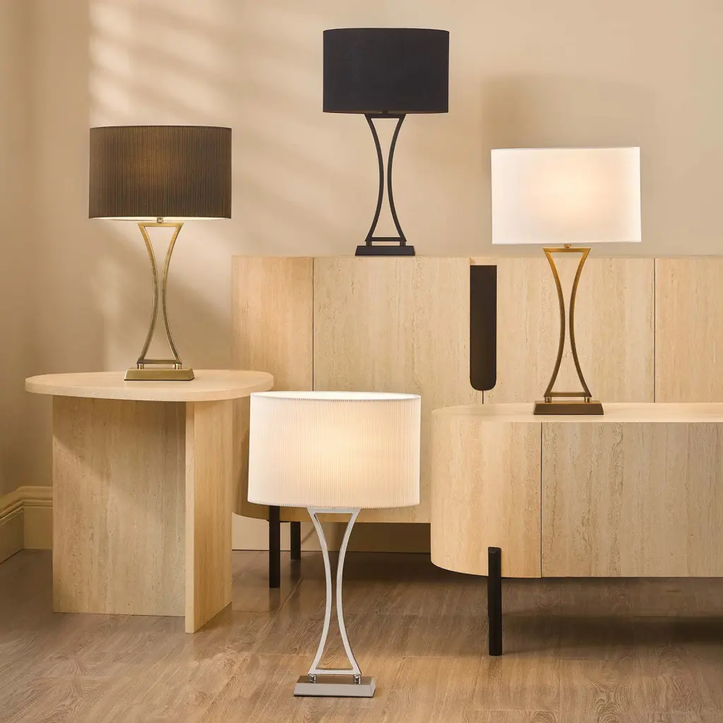 Oporto Matt Black Table Lamp C/W Shade
