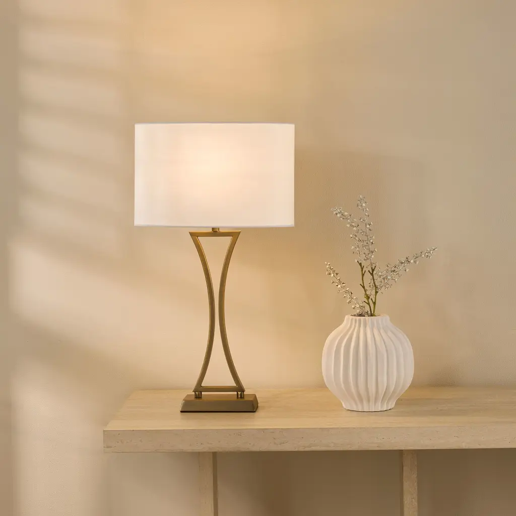 Oporto Aged Brass Table Lamp C/W Shade