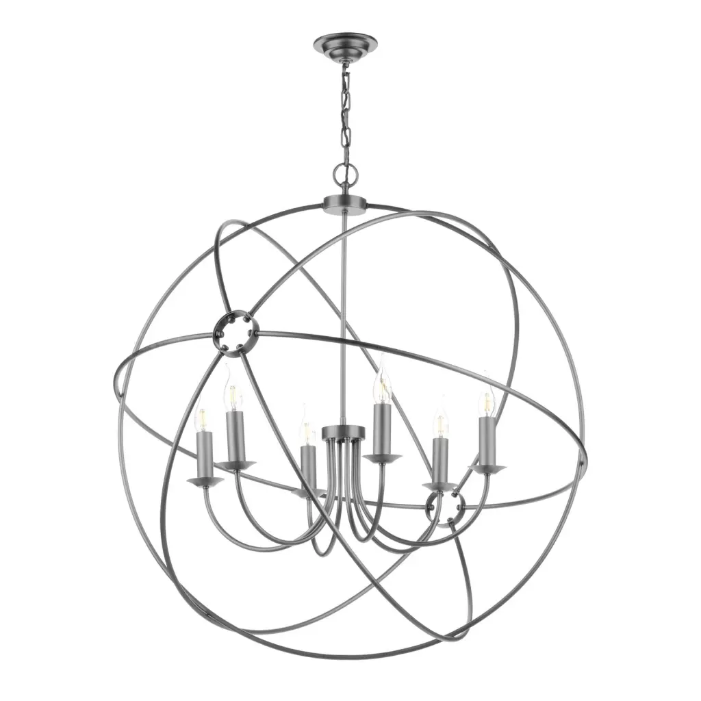 Orb 6 Light 900mm Pendant in Aged Silver