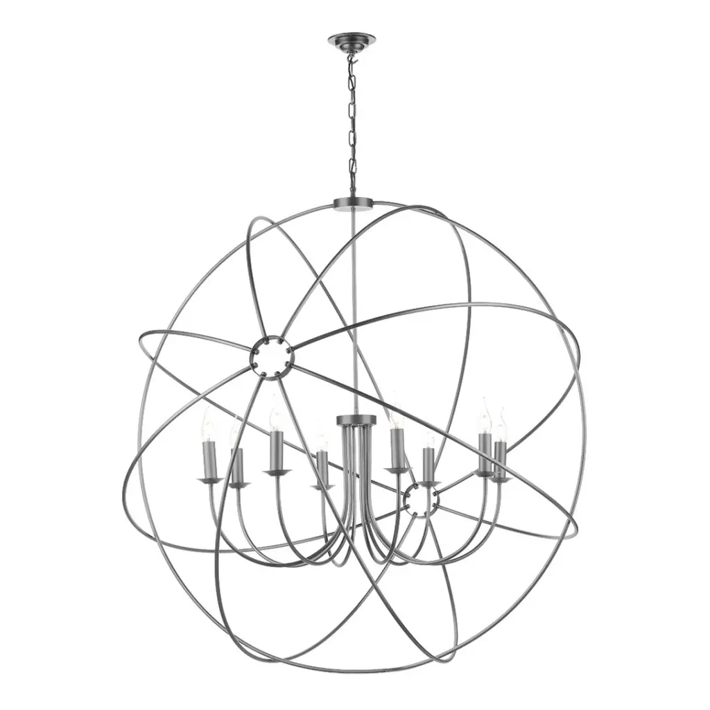 Orb 8 Light 1200mm Pendant Aged Silver