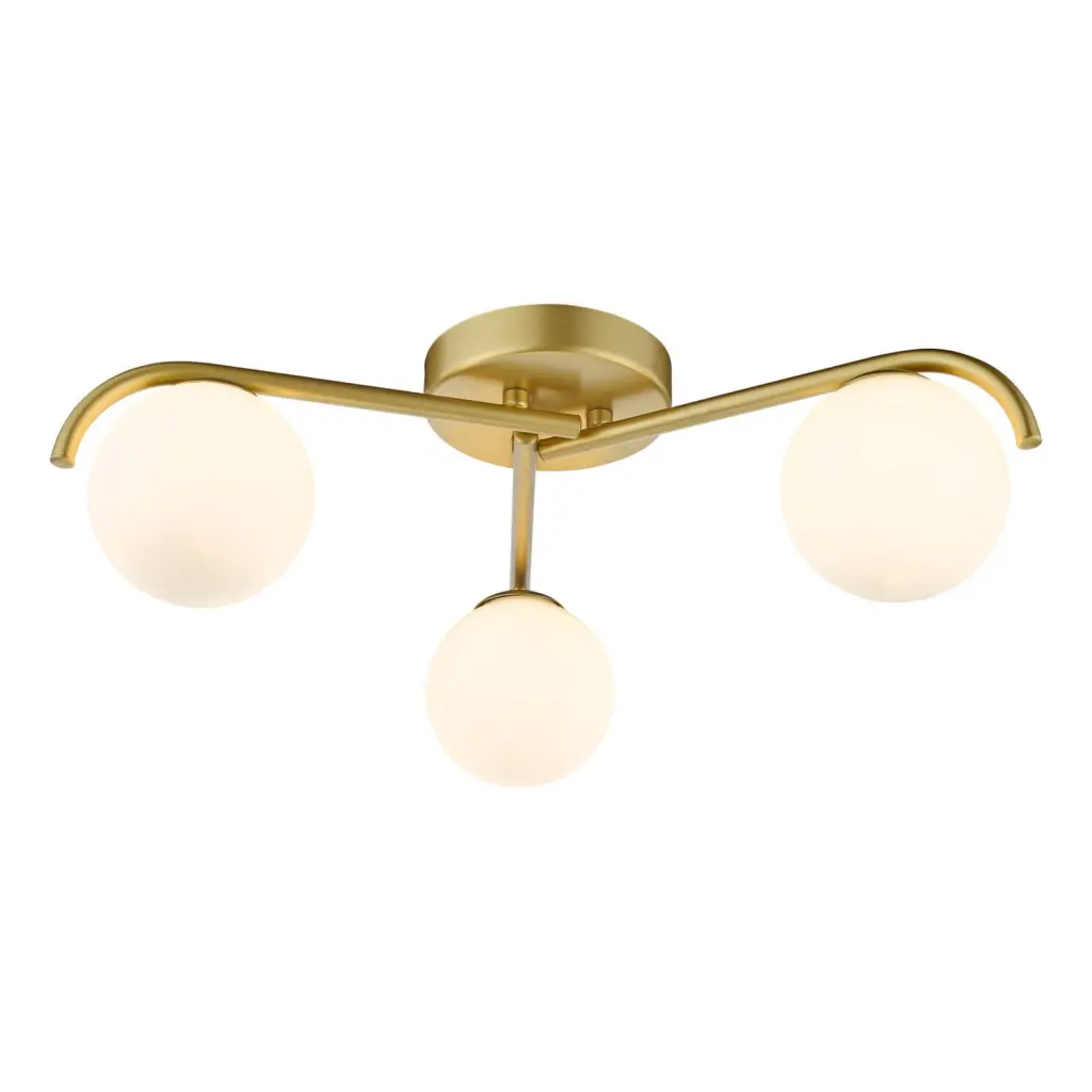 Orlena 3 Light Flush in Satin Gold & Opal Glass