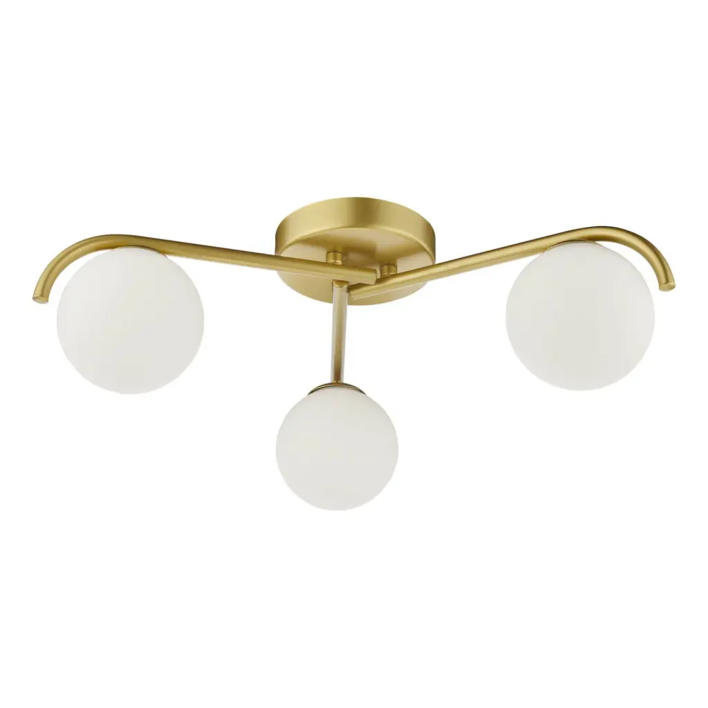 Orlena 3 Light Flush in Satin Gold & Opal Glass