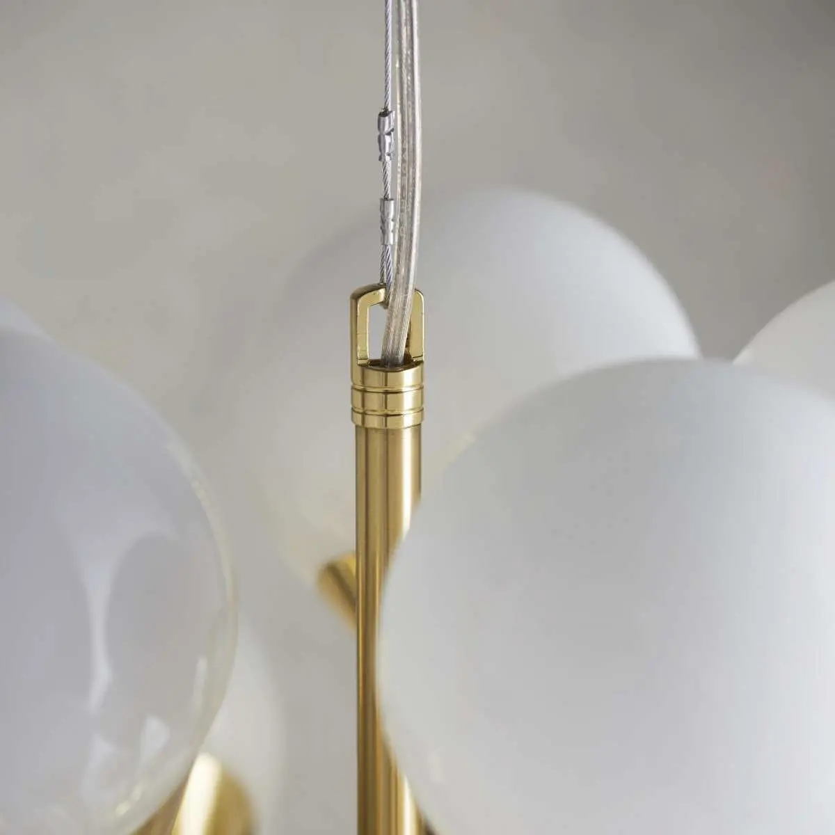Oscar 28 Light Pendant in Brushed Brass with Gloss White Glass