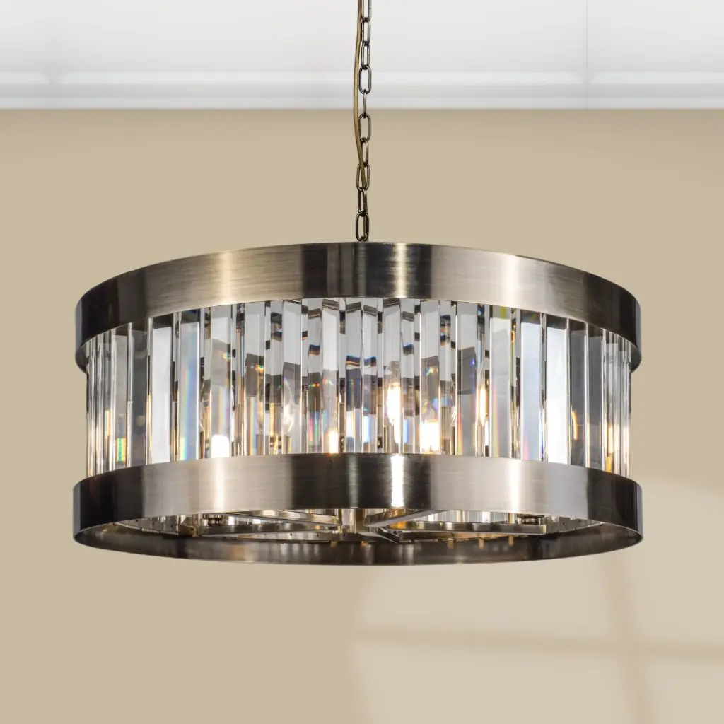 Pandora 5 Light Crystal Pendant Antique Brass