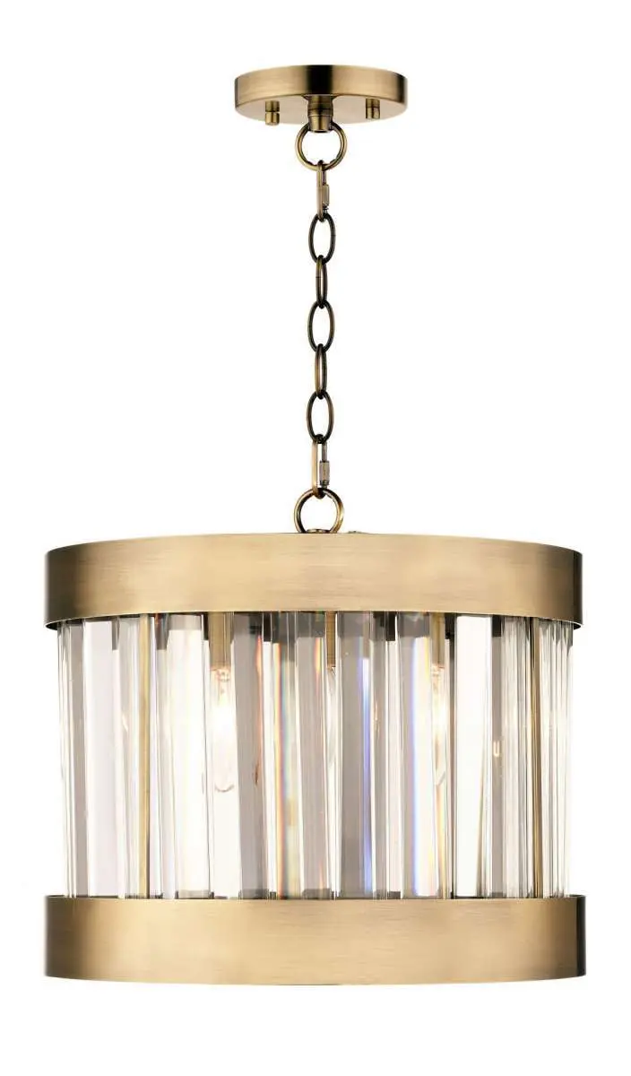Pandora 1 Light Crystal Pendant Antique Brass