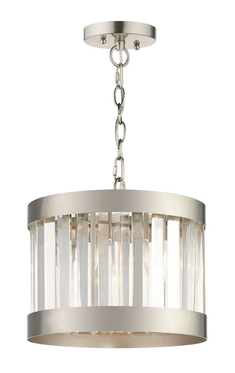 Pandora 1 Light Crystal Pendant Satin Chrome