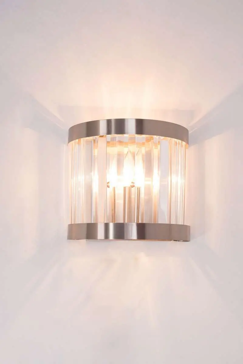 Pandora 1 Light Crystal Wall Light Satin Chrome