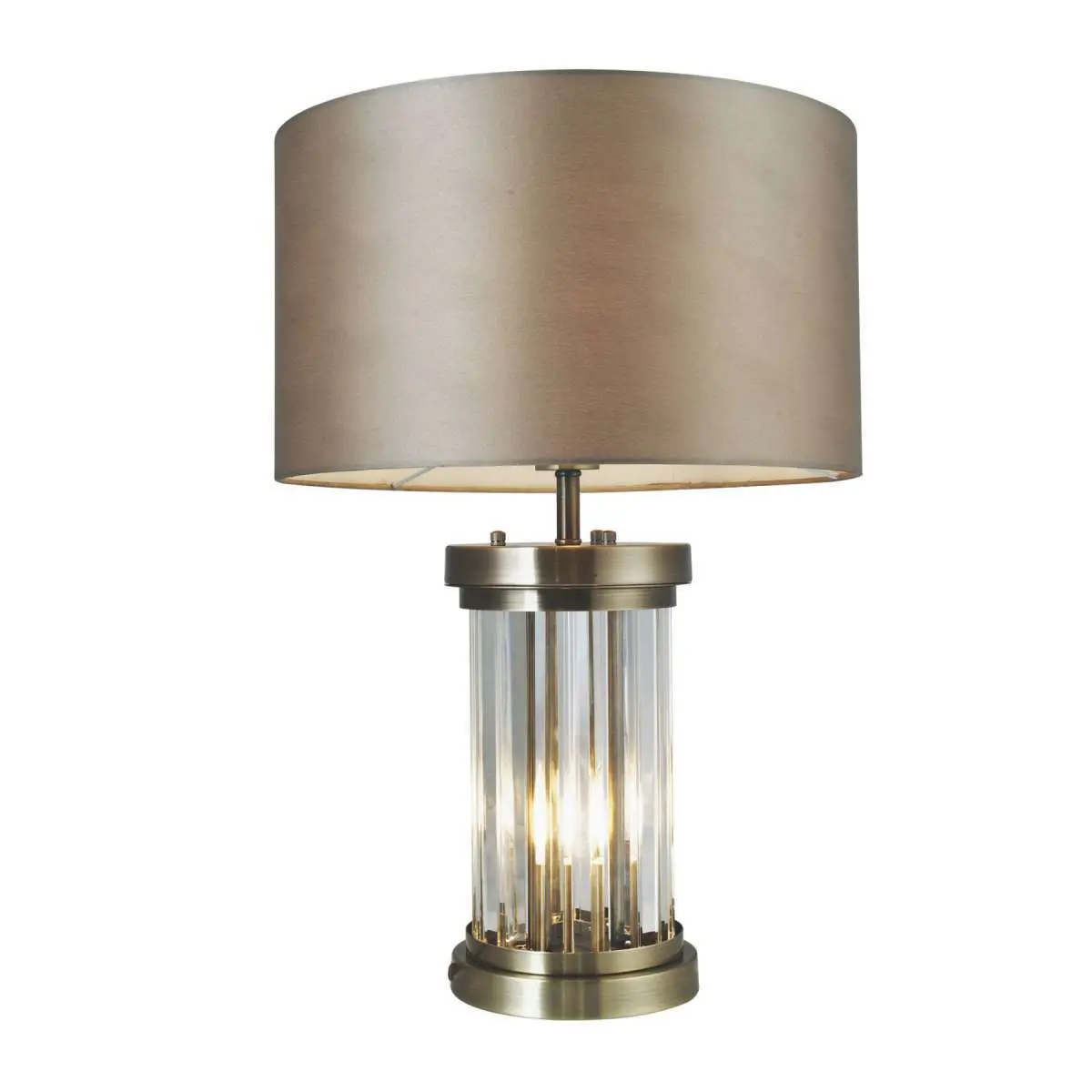 Pandora 2 Light Crystal Table Lamp Antique Brass