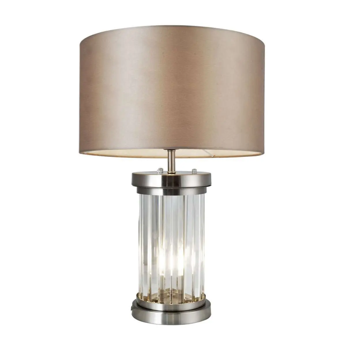 Pandora 2 Light Crystal Table Lamp Satin Chrome