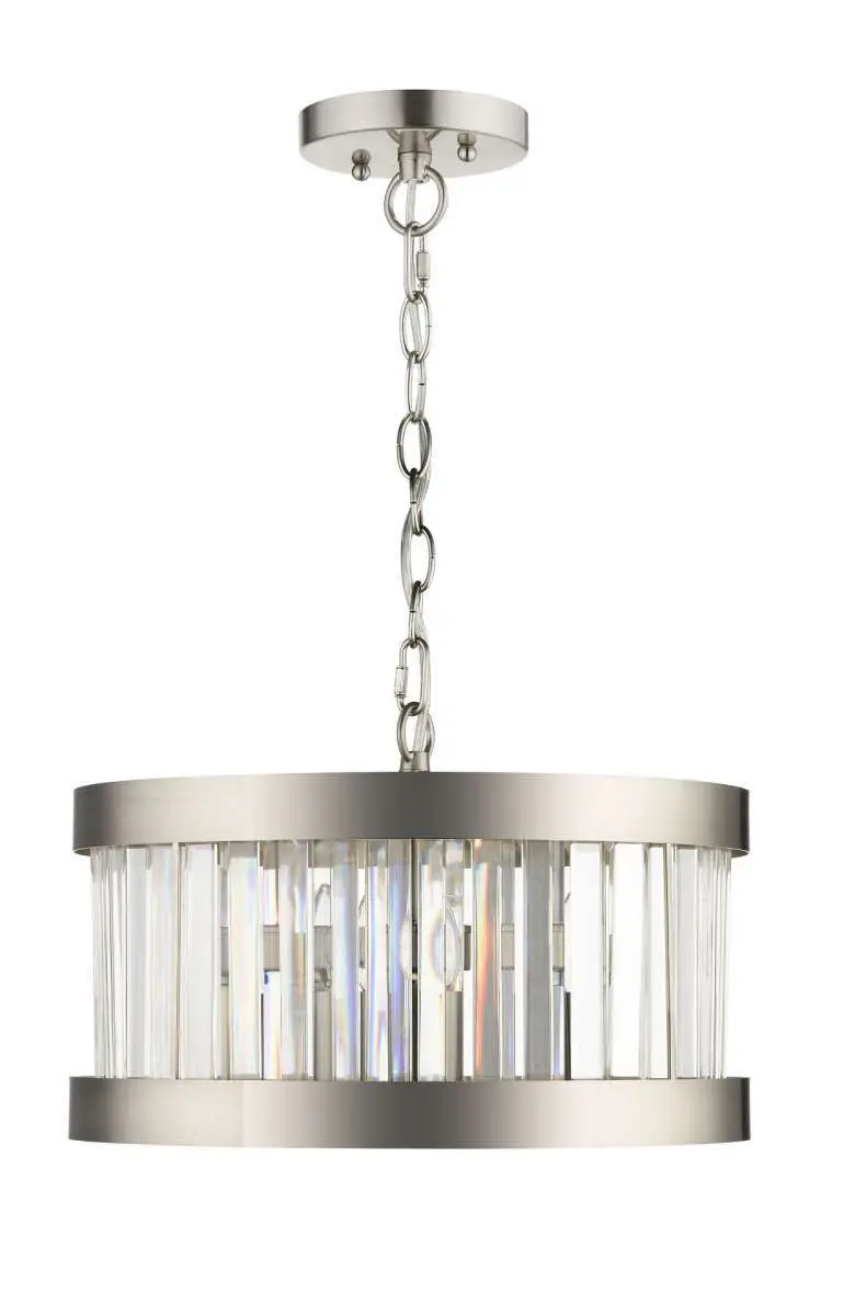 Pandora 3 Light Crystal Pendant Satin Chrome