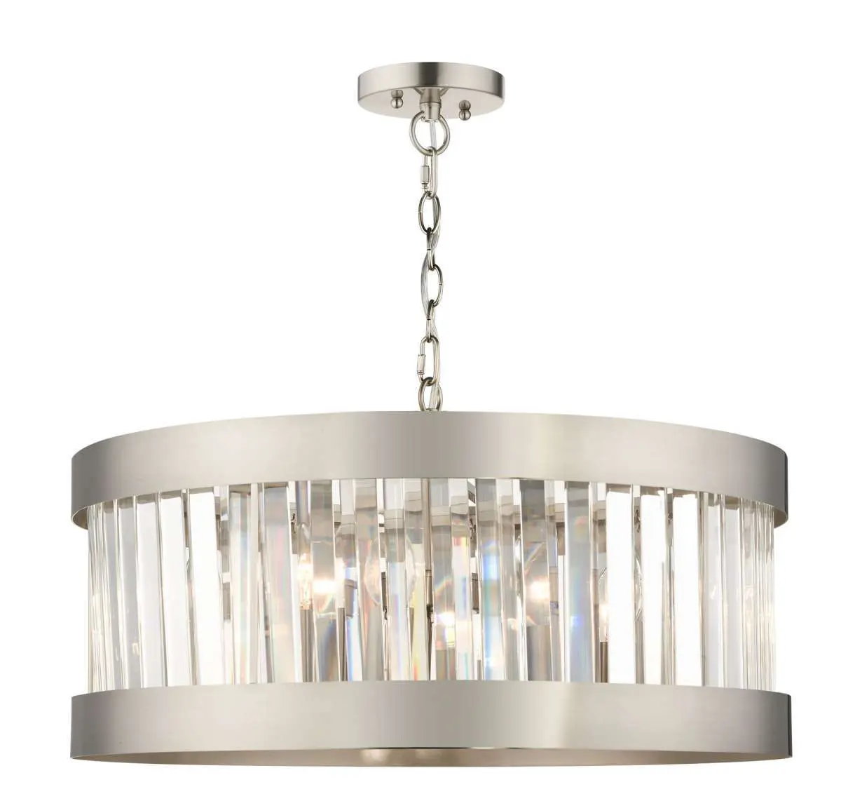 Pandora 5 Light Crystal Pendant Satin Chrome