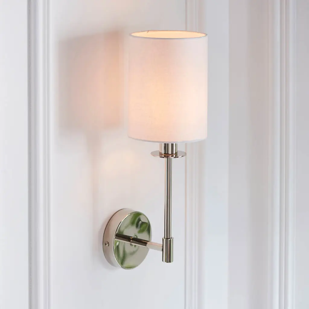 Sancerre Polished Nickel Wall Light C/W White Shade