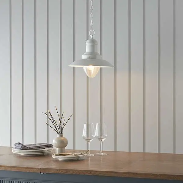 Polperro Pendant in Gloss Cream Finish