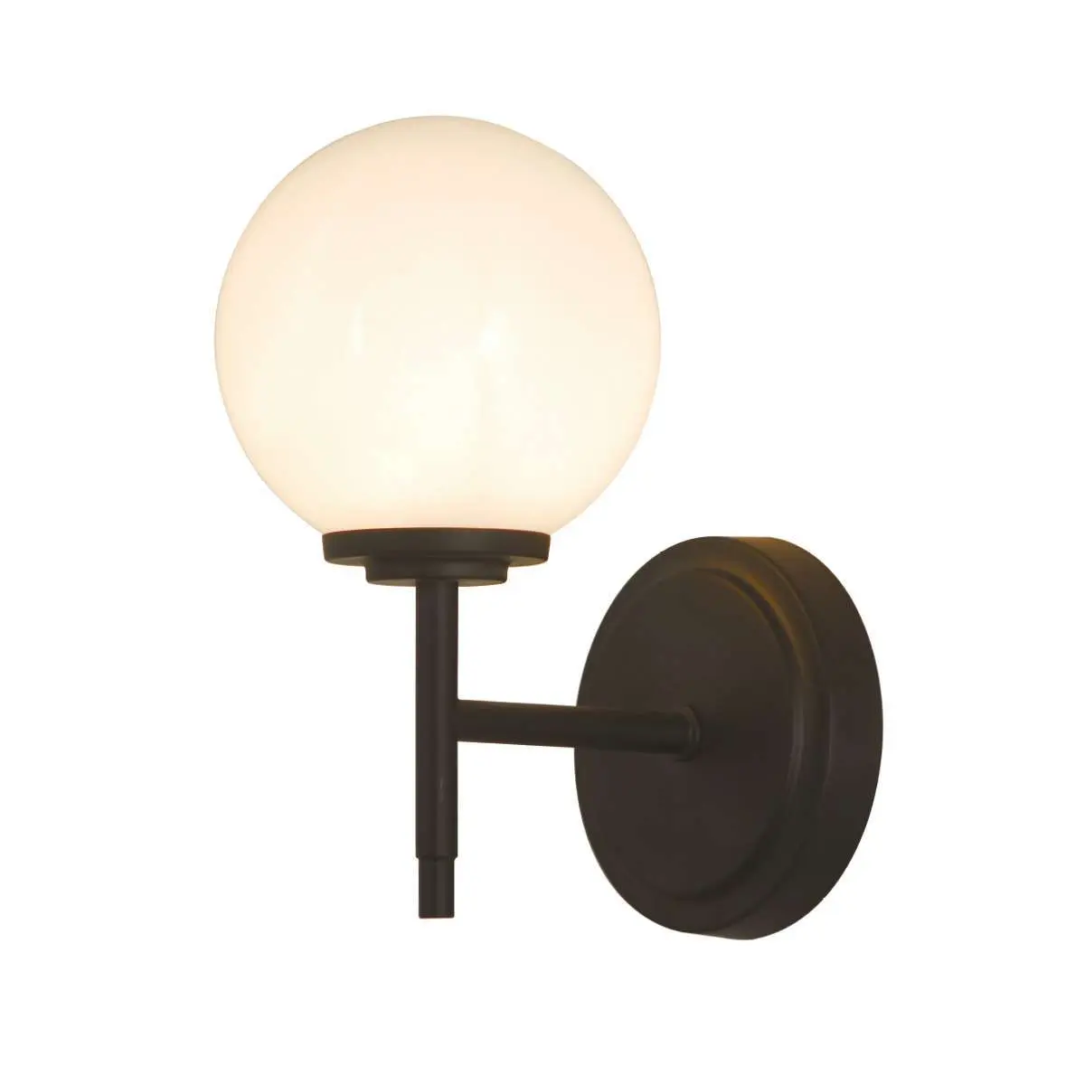 Porto Wall Light in Matt Black with Opal Shade IP44
