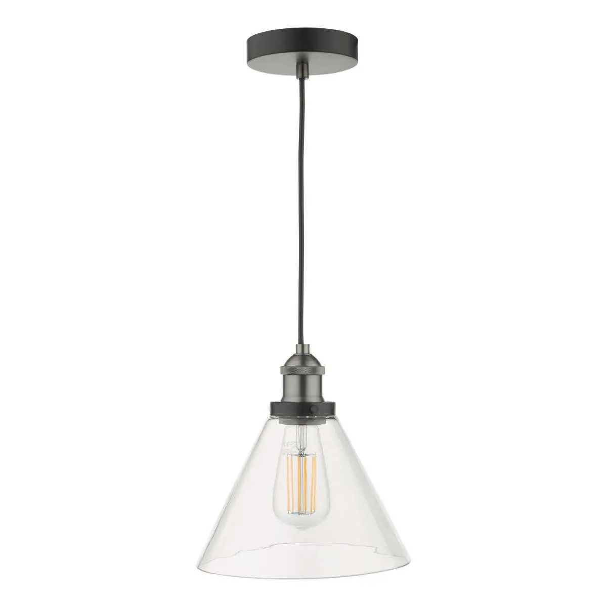 Ray 1 Light Pendant Antique Nickel with Clear Glass