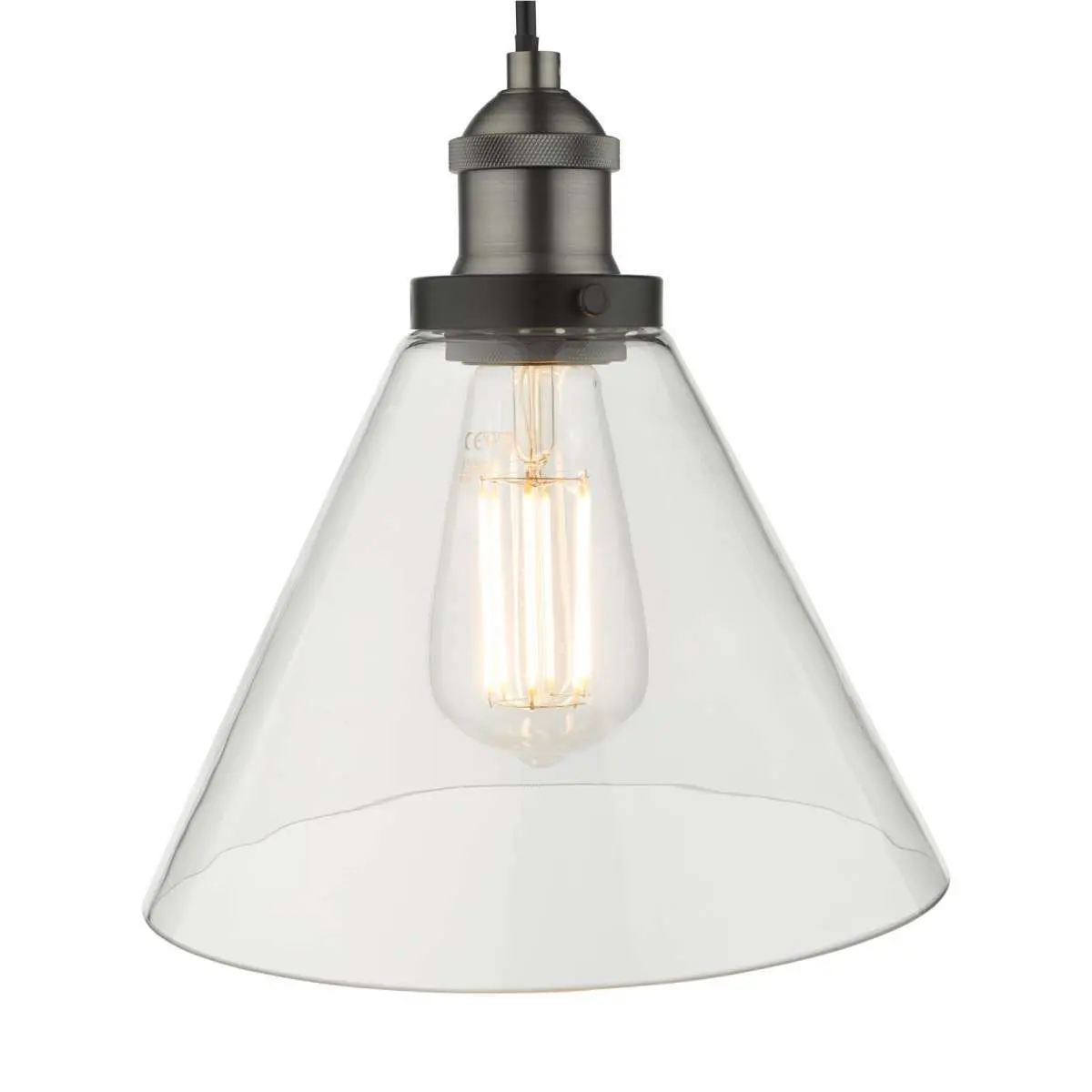 Ray 1 Light Pendant Antique Nickel with Clear Glass