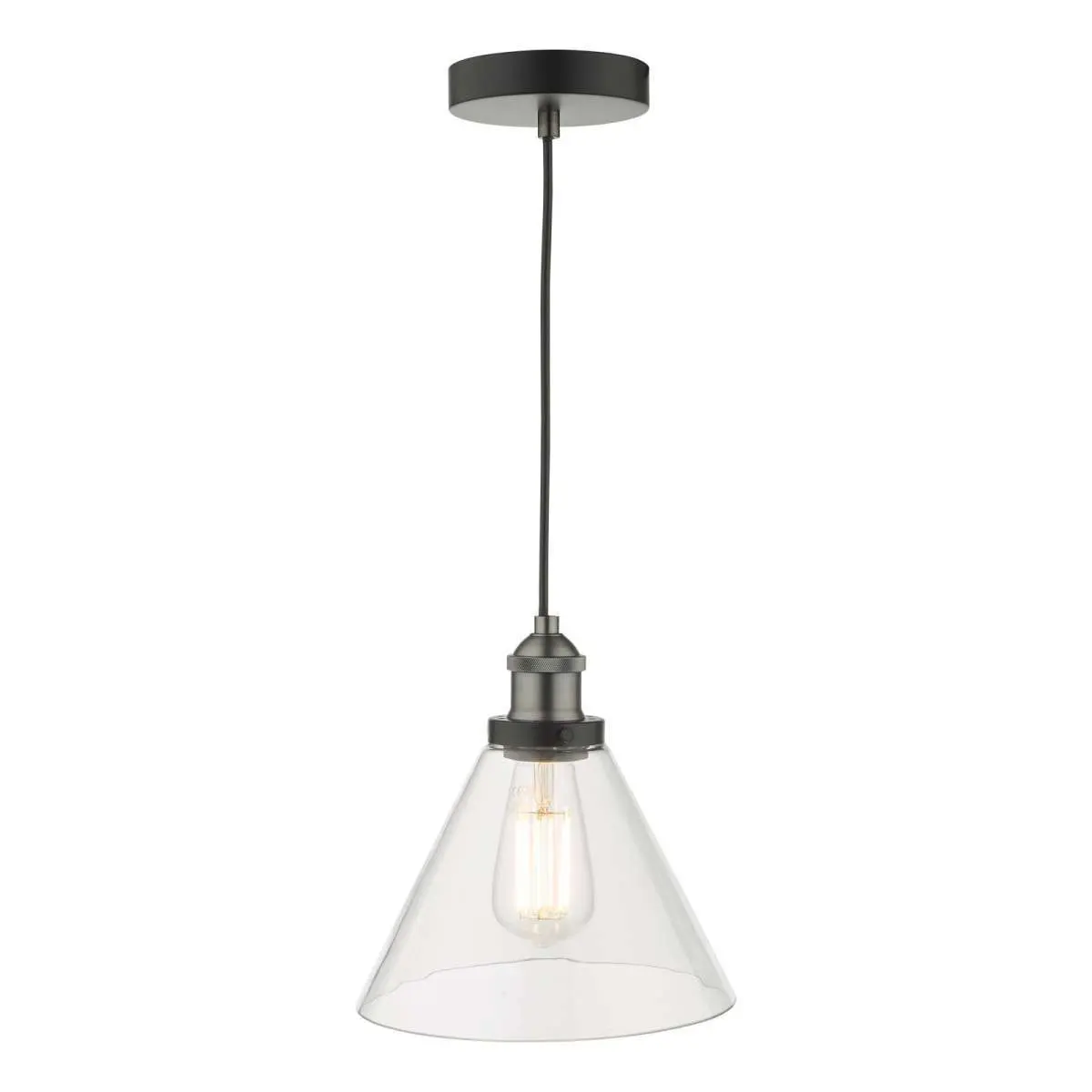 Ray 1 Light Pendant Antique Nickel with Clear Glass
