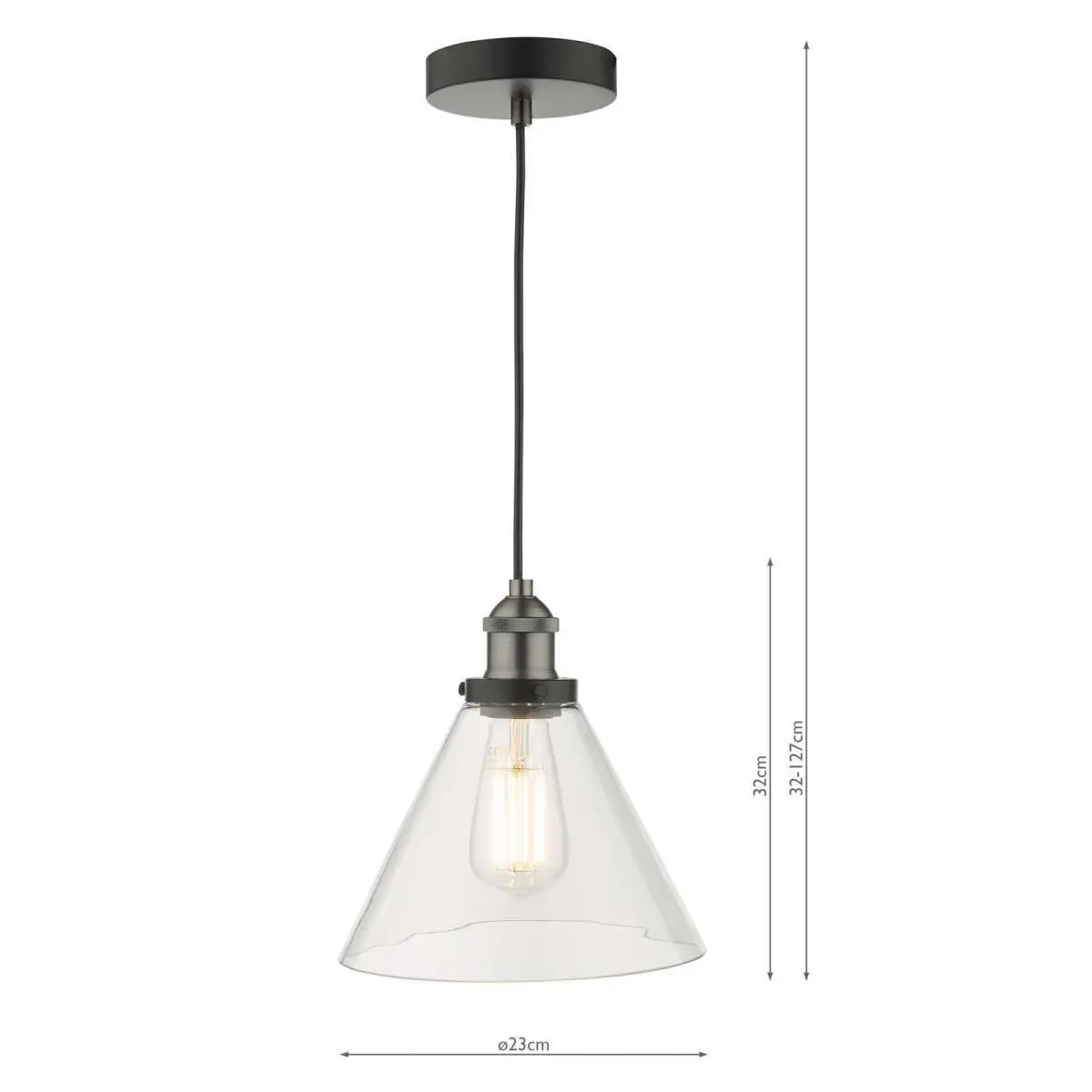 Ray 1 Light Pendant Antique Nickel with Clear Glass