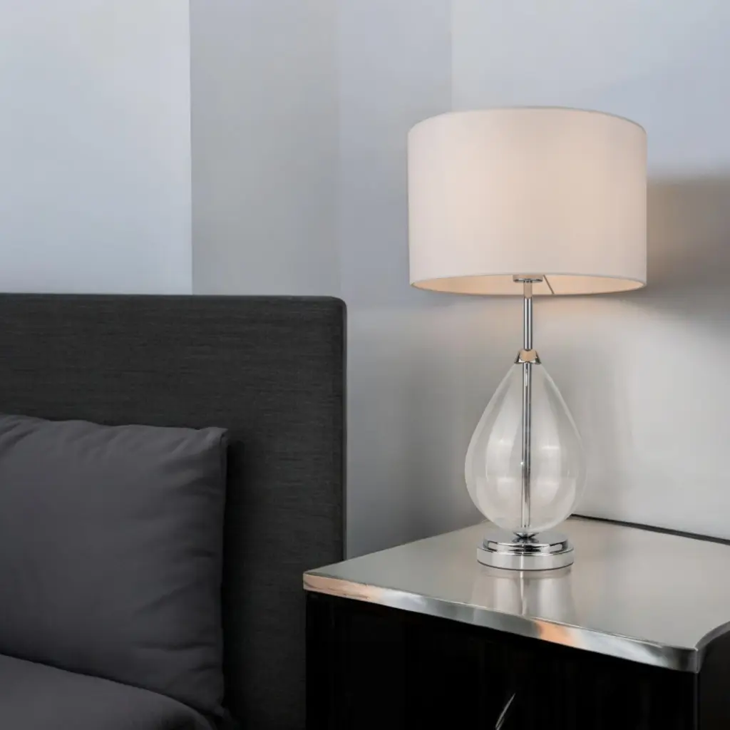Rayna Polished Chrome & Crystal Table Lamp C/W Shade