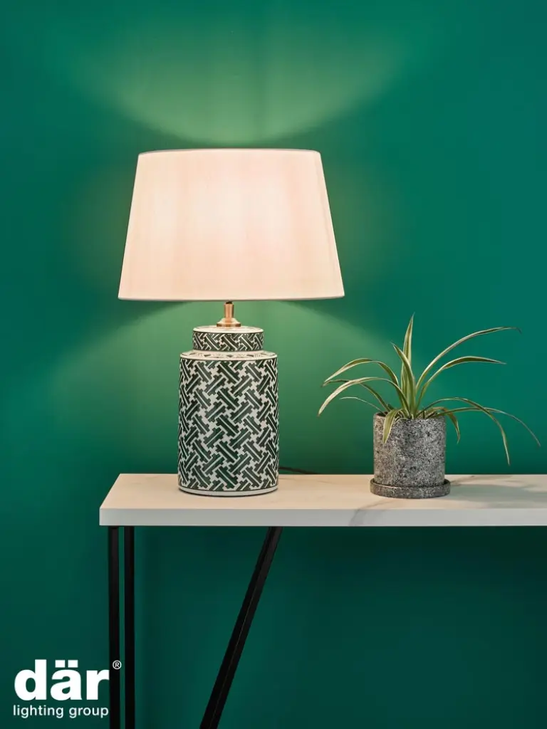 Reese Table Lamp Green Print With Shade
