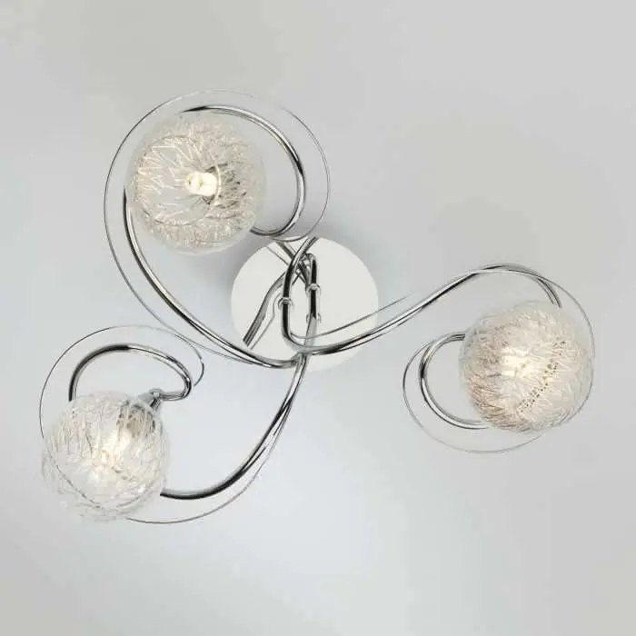 Rehan 3lt Semi Flush Decorative Glass Polished Chrome Frame