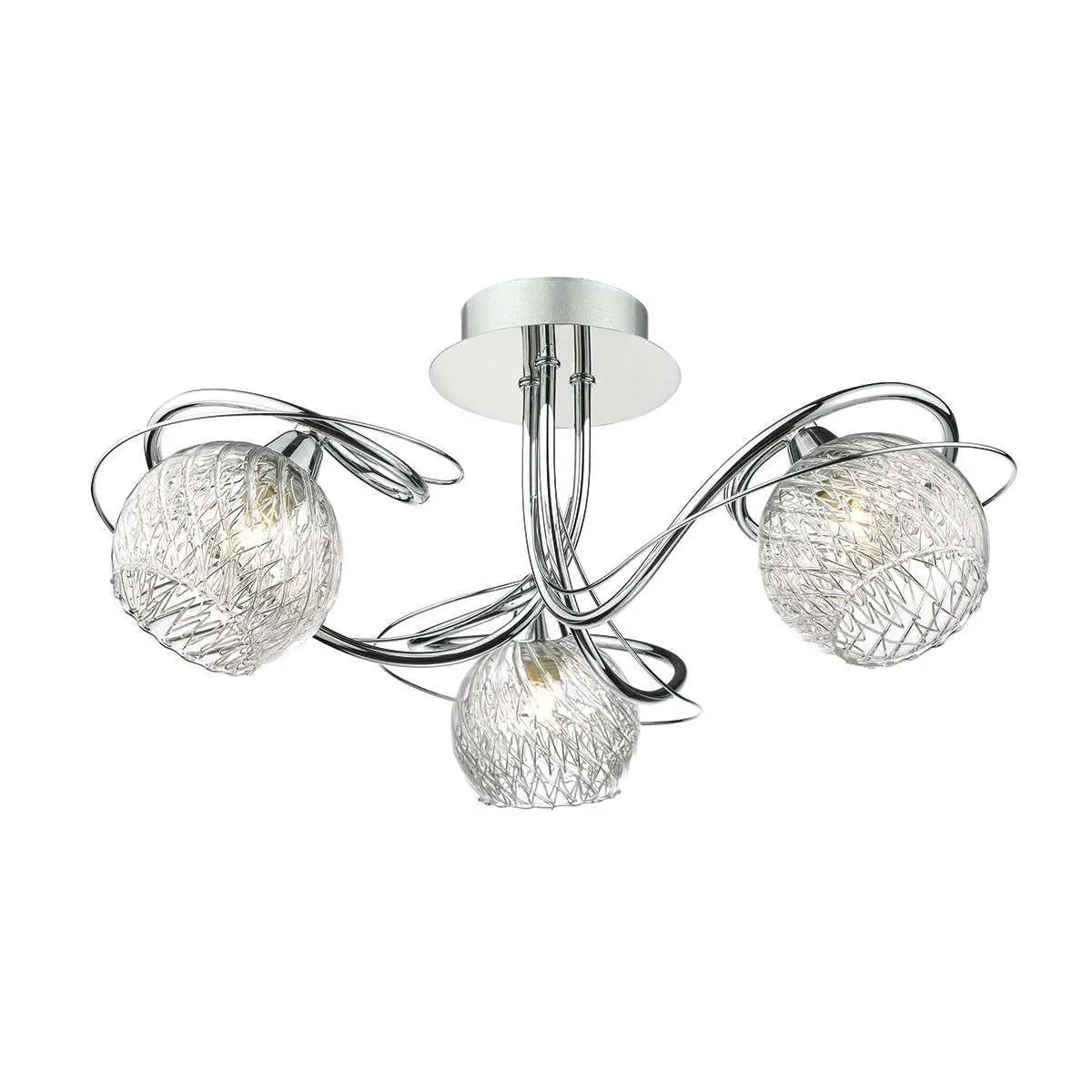 Rehan 3lt Semi Flush Decorative Glass Polished Chrome Frame