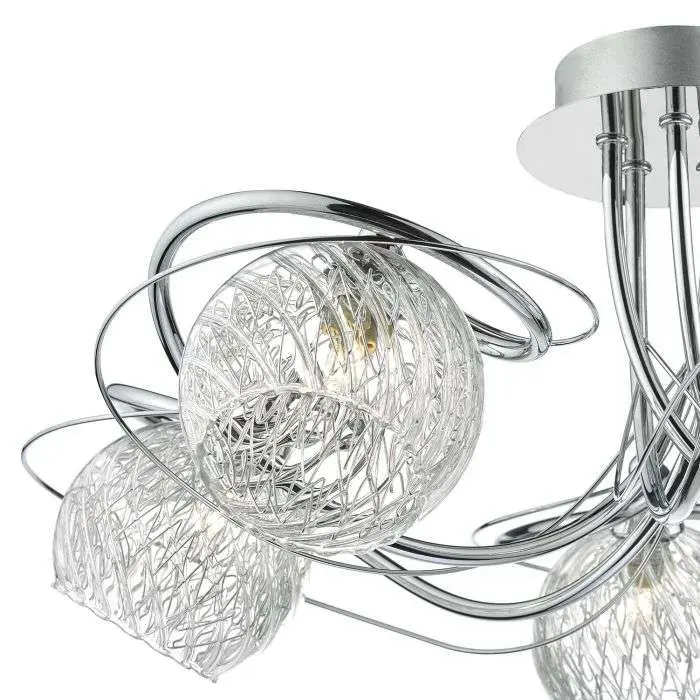 Rehan 5lt Semi Flush Decorative Glass Polished Chrome Frame