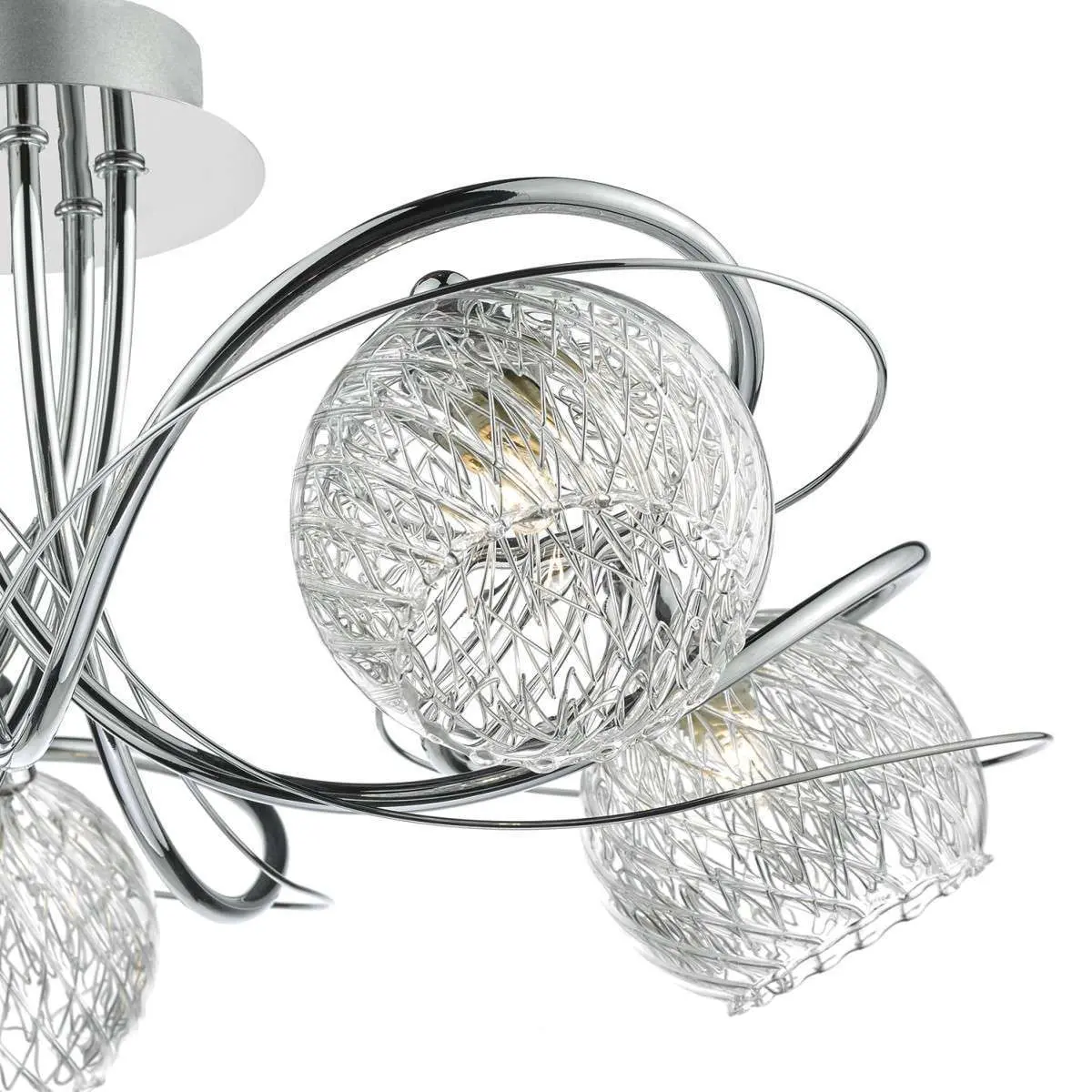 Rehan 5lt Semi Flush Decorative Glass Polished Chrome Frame