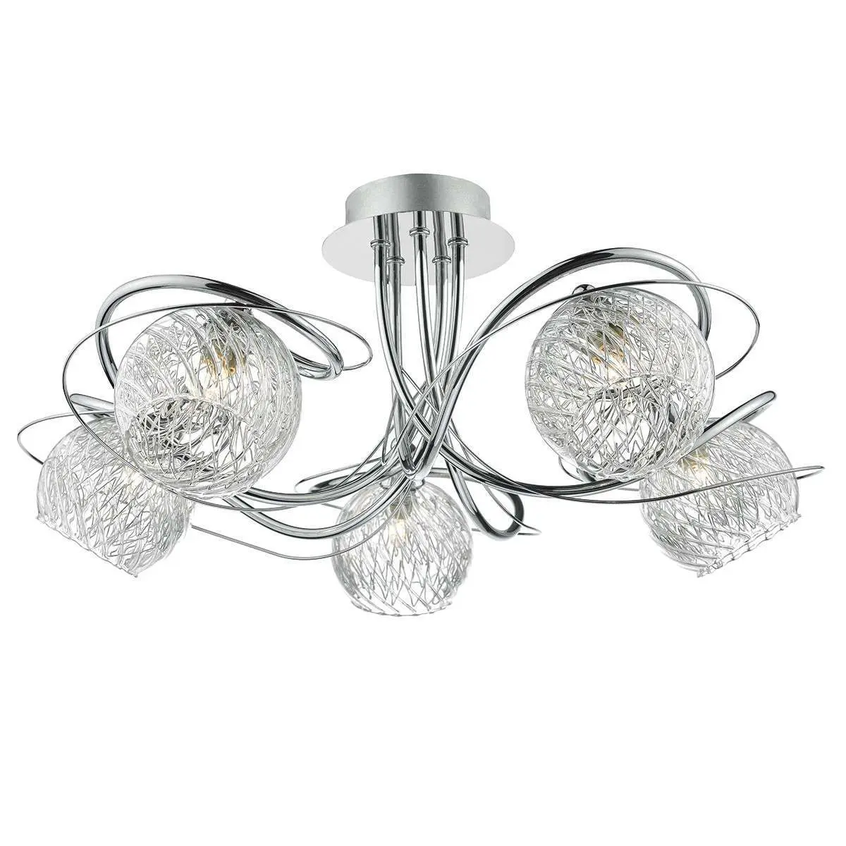 Rehan 5lt Semi Flush Decorative Glass Polished Chrome Frame
