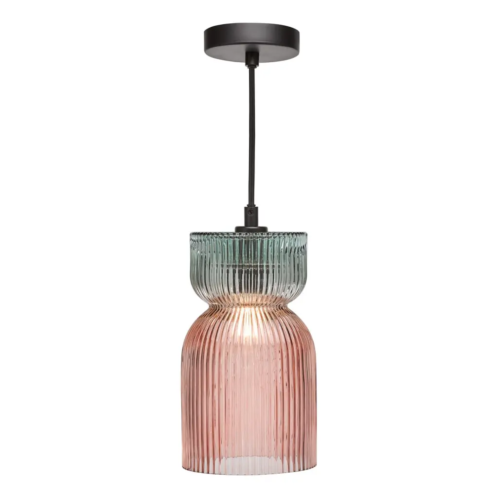 Rhubarb Pink & Green Single Pendant