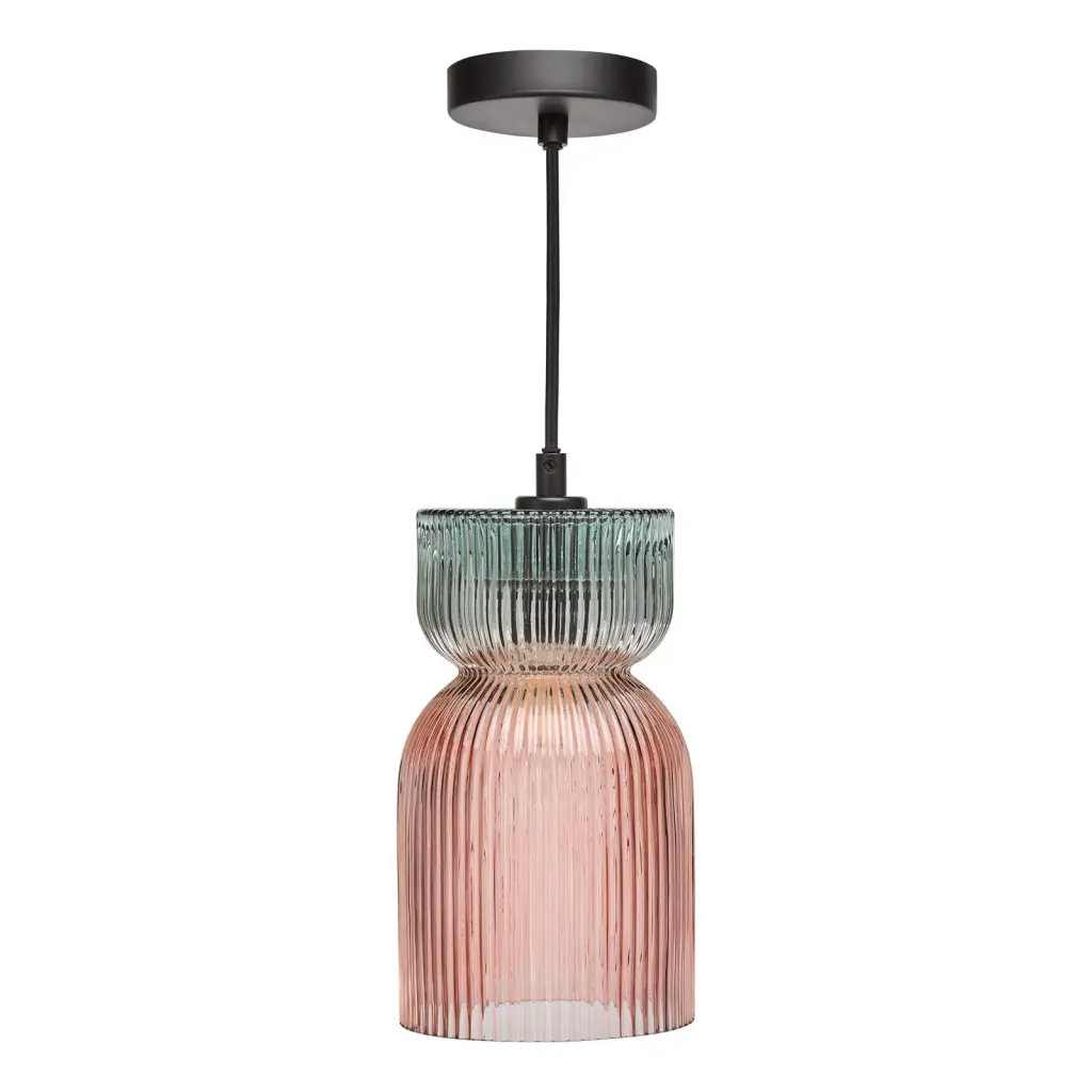 Rhubarb Pink & Green Single Pendant