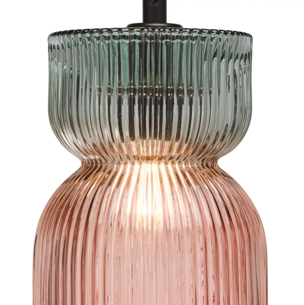 Rhubarb Pink & Green Single Pendant