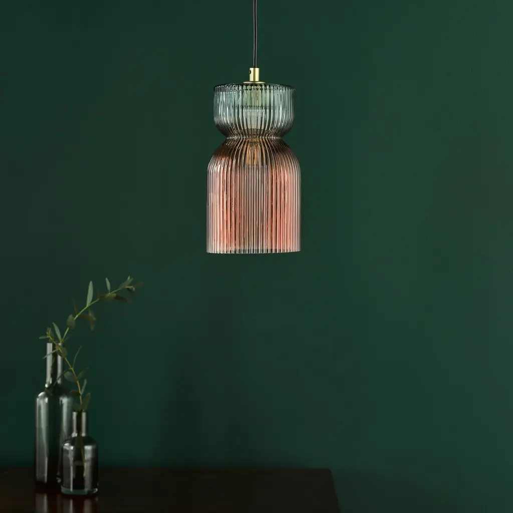 Rhubarb Pink & Green Single Pendant
