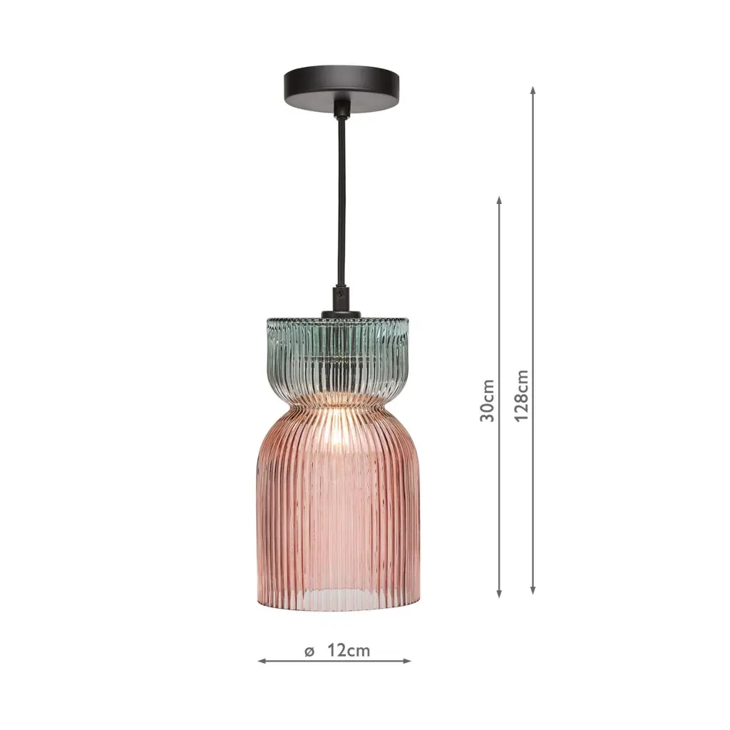 Rhubarb Pink & Green Single Pendant