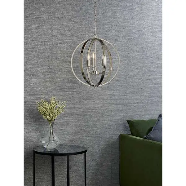 Ritz 3 Light Nickel & Crystal Pendant