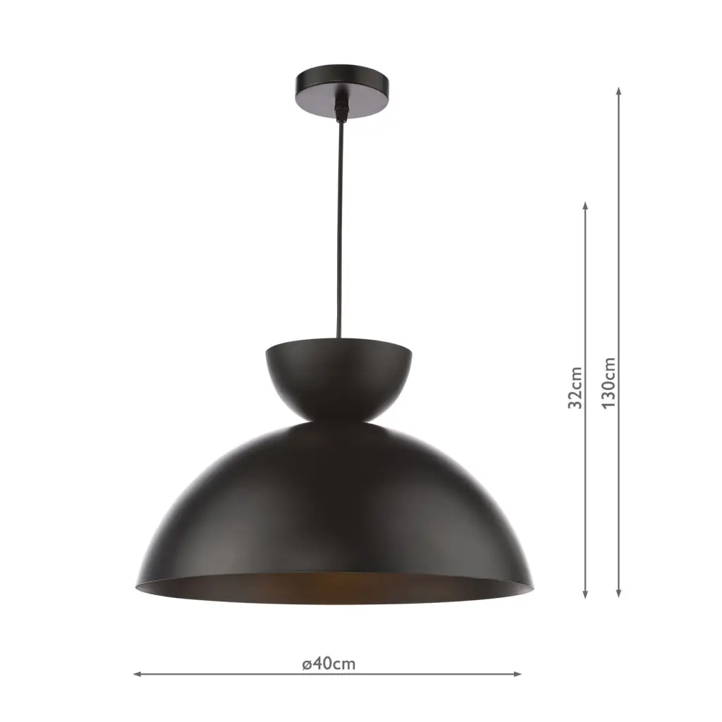 Riya Small Single Pendant in Matt Black
