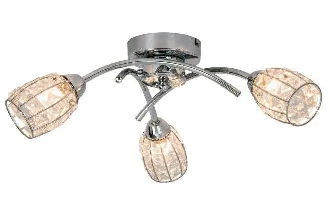 Roma 3 Light Polished Chrome with Crystal Shade