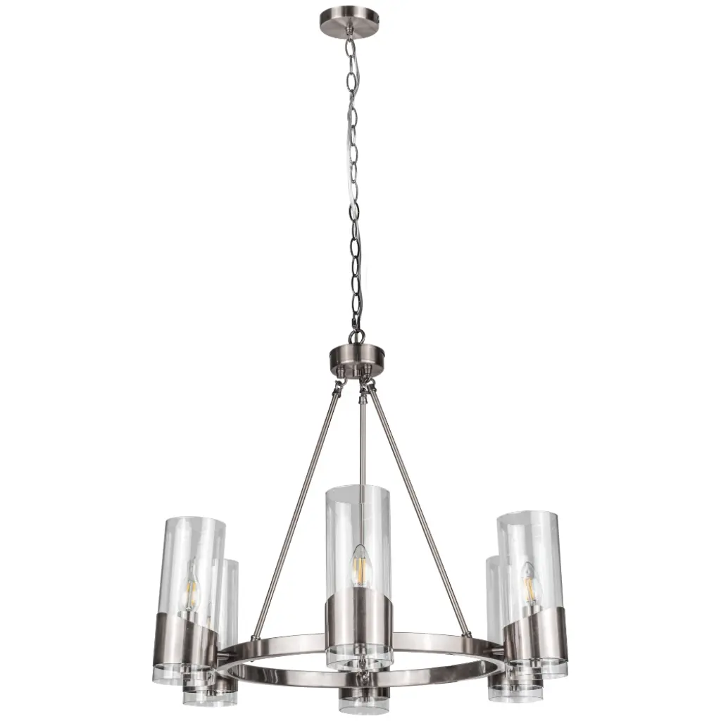 Rossa 6 Light Satin Chrome Pendant