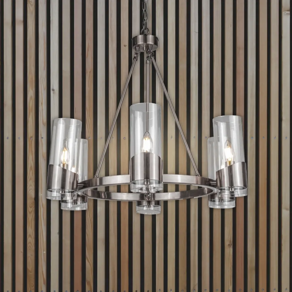 Rossa 6 Light Satin Chrome Pendant