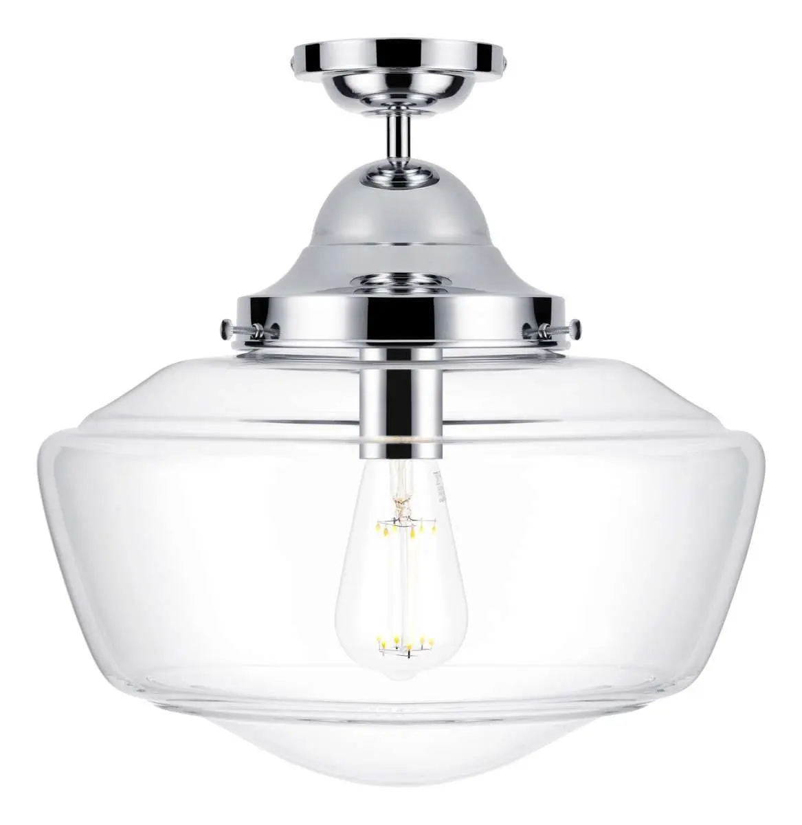 Rydal Semi Flush in Chrome & Clear Glass IP44