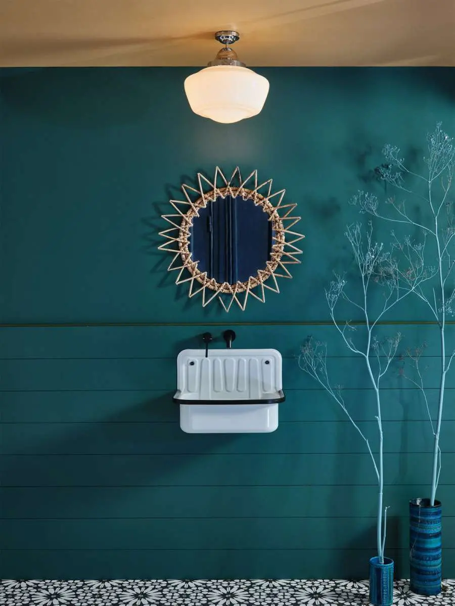 Rydal Chrome & Opal Glass Semi Flush IP44