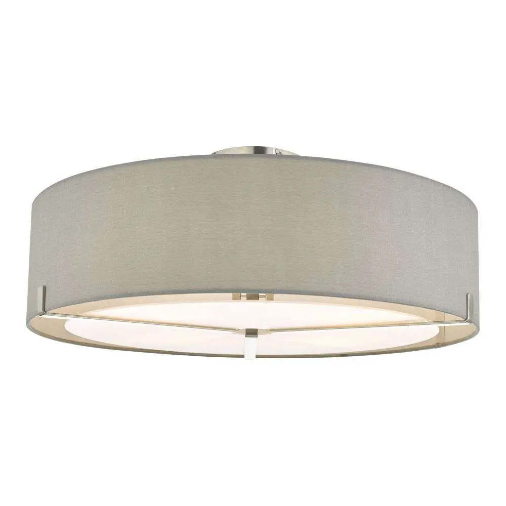 Santino 3 Light Semi Flush Satin Chrome with Grey Shade