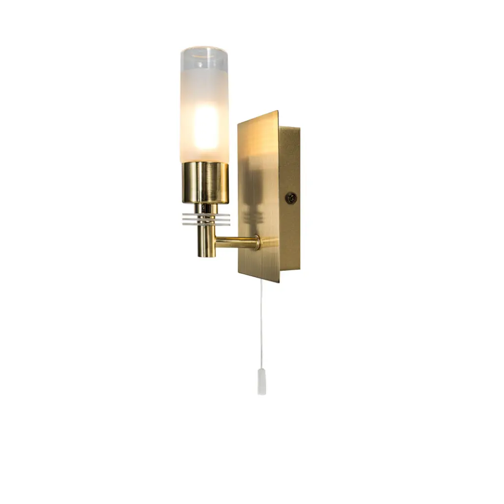 Saturn 1 Light Satin Brass Bathroom Wall Light IP44