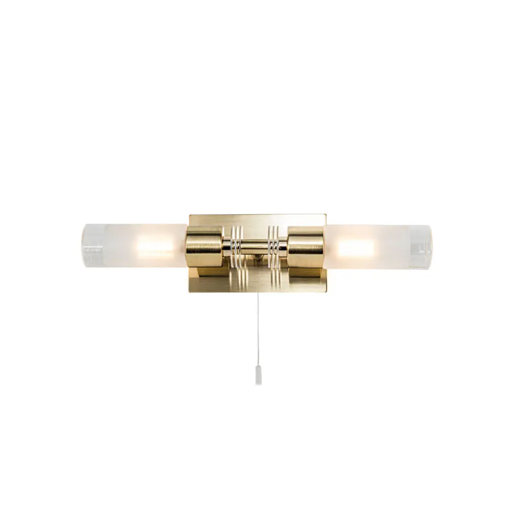 Saturn 2 Light Satin Brass Bathroom Wall Light IP44